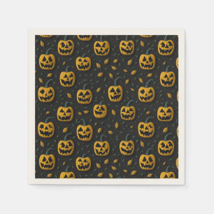 Happy halloween spooky pumpkin cartoon dark napkin