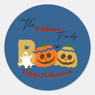 Happy Halloween Spooky Pumpkin Classic Round Sticker