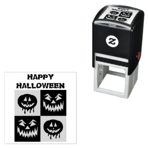 Happy Halloween Spooky Pumpkin Ghost Face Self-inking Stamp