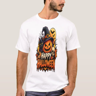 Happy Halloween Spooky Pumpkin Ghosts and Haunted  T-Shirt