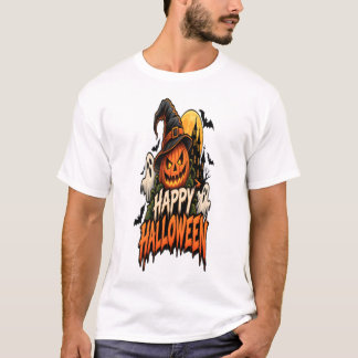 Happy Halloween Spooky Pumpkin Ghosts and Haunted  T-Shirt