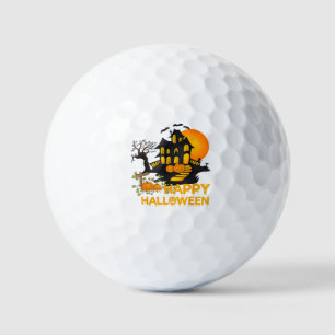 Happy Halloween Spooky Pumpkin Haunted House Men W Golf Balls