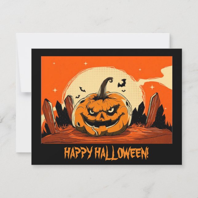 Happy Halloween Spooky Pumpkin Holiday Card (Front)