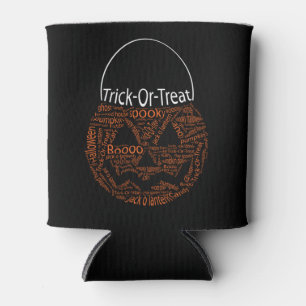 Happy Halloween Spooky Pumpkin Typography Can Cooler