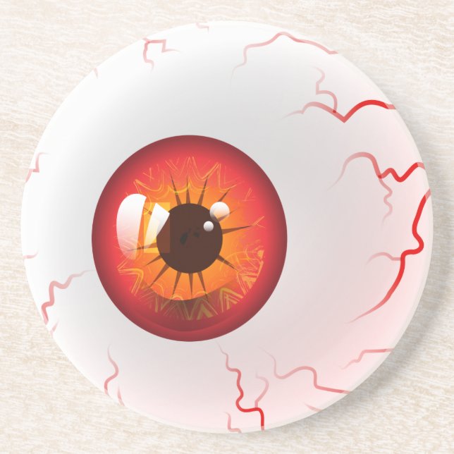 Happy Halloween! Spooky Red Eyeball Coaster (Front)