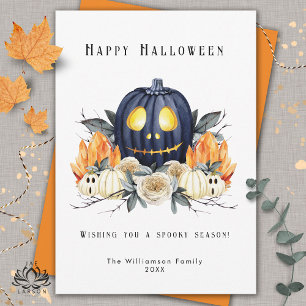 Happy Halloween Spooky Samhain Pumpkins Crystals   Holiday Card