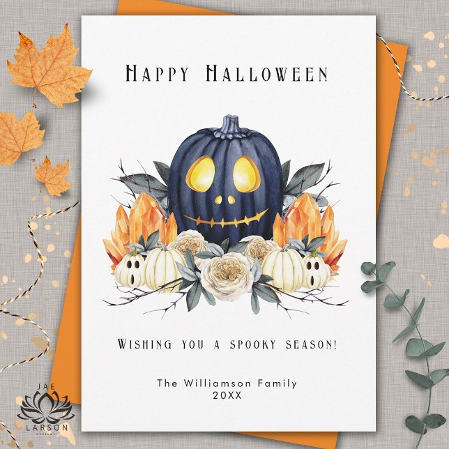 Happy Halloween Spooky Samhain Pumpkins Crystals   Holiday Card (Creator Uploaded)