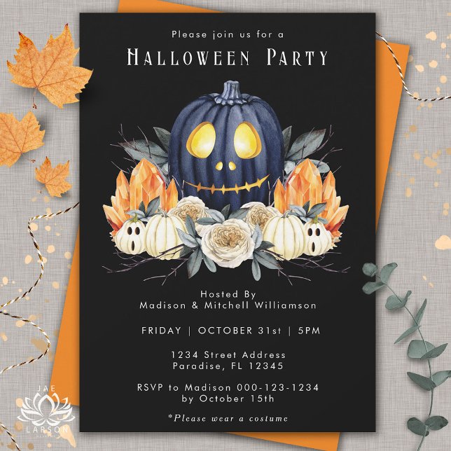 Happy Halloween Spooky Samhain Pumpkins Crystals   Invitation (Creator Uploaded)
