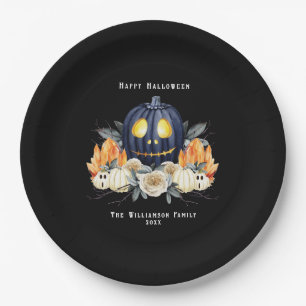 Happy Halloween Spooky Samhain Pumpkins Crystals Paper Plate