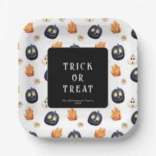 Happy Halloween Spooky Samhain Pumpkins Crystals Paper Plate