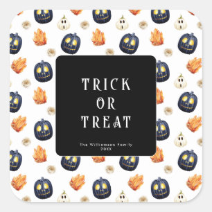 Happy Halloween Spooky Samhain Pumpkins Crystals Square Sticker