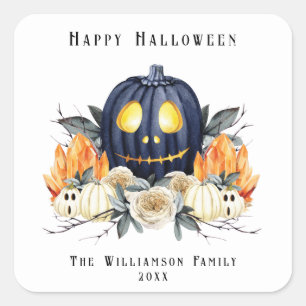 Happy Halloween Spooky Samhain Pumpkins Crystals   Square Sticker