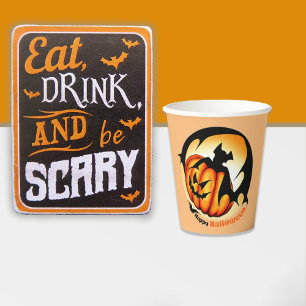 Happy Halloween Spooky Scary Pumpkin Bat Paper Cups