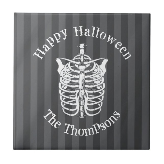 Happy Halloween Spooky Scary Skeleton Simple Ceramic Tile (Front)