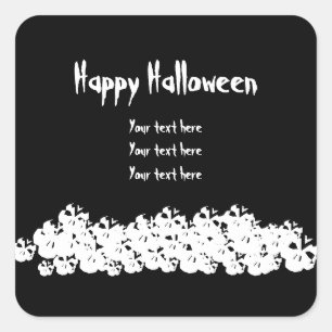 Happy Halloween spooky skeleton pile custom text Square Sticker