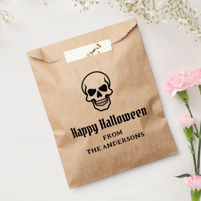 Happy Halloween spooky skull custom name or text Favour Bag (Sealed)