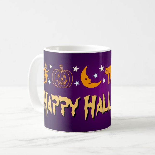 Happy Halloween Spooky Symbols Witch Moon Ghost Coffee Mug (Front Left)