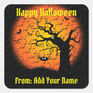 Happy Halloween Spooky Time Square Sticker