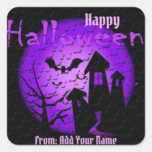 Happy Halloween Spooky Time Square Sticker
