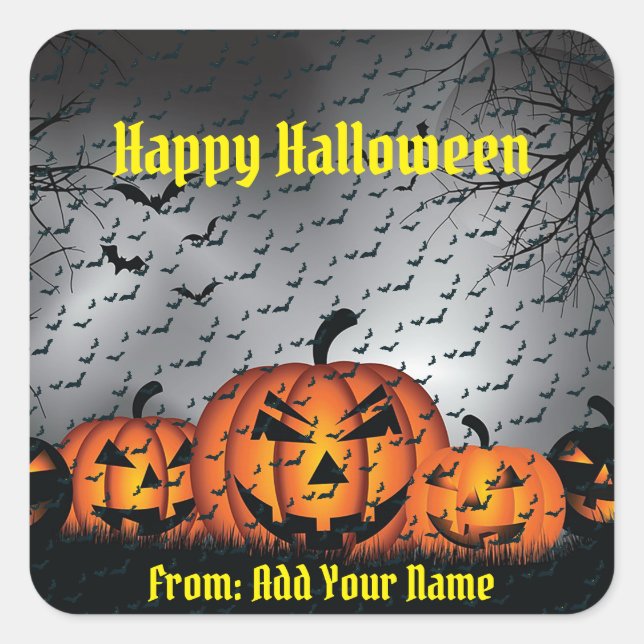 Happy Halloween Spooky Time Square Sticker (Front)