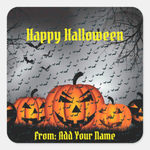 Happy Halloween Spooky Time Square Sticker