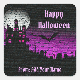Happy Halloween Spooky Time Square Sticker