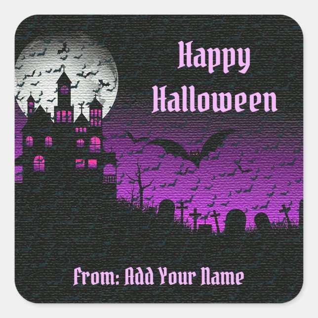 Happy Halloween Spooky Time Square Sticker (Front)