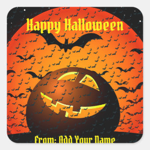 Happy Halloween Spooky Time Square Sticker