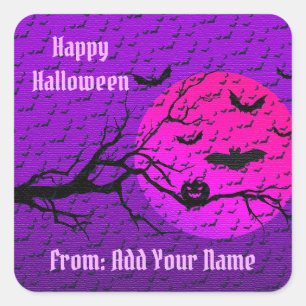 Happy Halloween Spooky Time Square Sticker