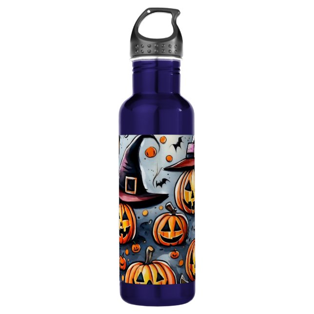 Happy Halloween spooky treat or tricks design 710 Ml Water Bottle (Front)