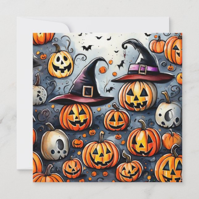 Happy Halloween spooky treat or tricks design Holiday Card (Front)