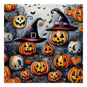 Happy Halloween spooky treat or tricks design Poster
