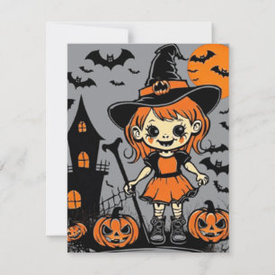 Happy Halloween spooky treat or tricks design RSVP Card