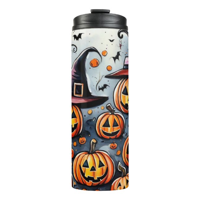 Happy Halloween spooky treat or tricks design Thermal Tumbler (Front)