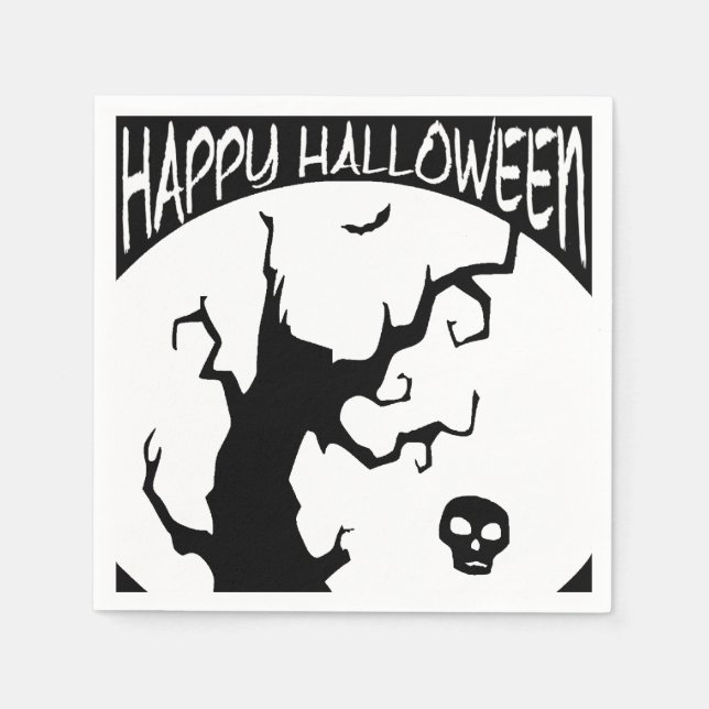 Happy Halloween Spooky Tree Paper Napkin (Front)