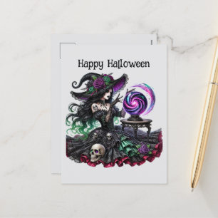 Happy Halloween spooky witch customisable Holiday Postcard