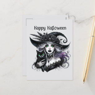 Happy Halloween spooky witch customisable Holiday Postcard