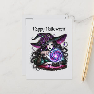 Happy Halloween spooky witch customisable Holiday Postcard