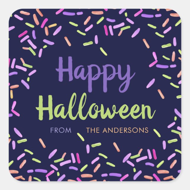 Happy Halloween Sprinkles Custom Square Sticker (Front)