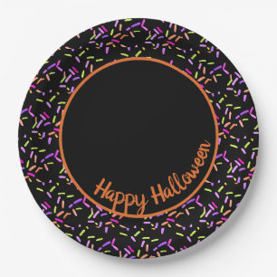 Happy Halloween Sprinkles Orange Customisable Paper Plate
