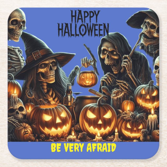 Happy Halloween Square Paper Coaster (Front)