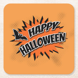 Happy Halloween Square Paper Coaster