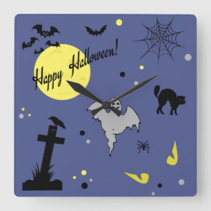 Happy Halloween Square Wall Clock