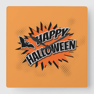 Happy Halloween Square Wall Clock