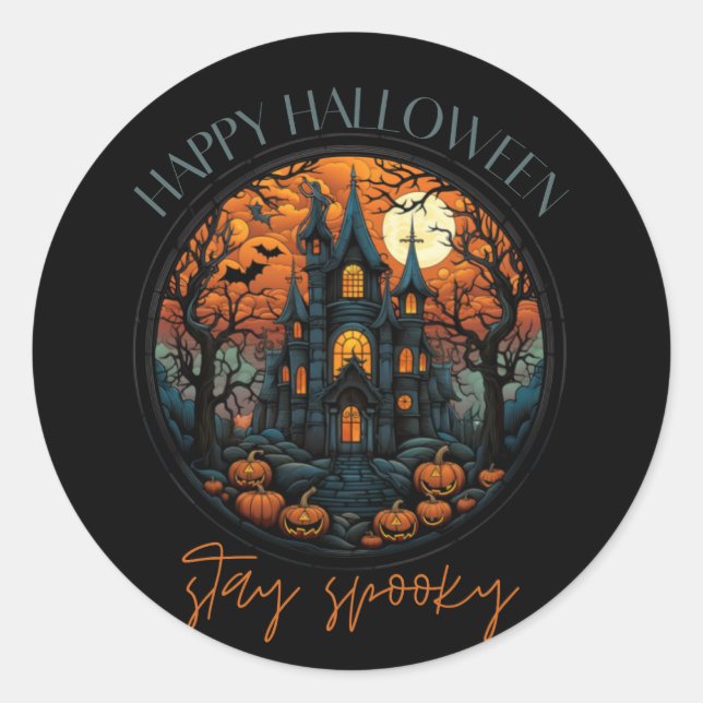 Happy Halloween, stay spooky, castel Classic Round Sticker (Front)