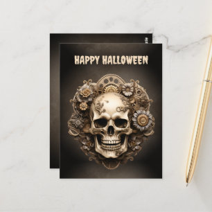 Happy Halloween Steampunk Skull Skeleton Postcard
