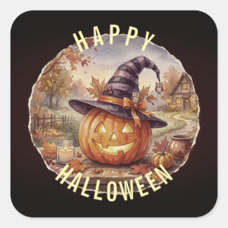 Happy Halloween Sticker - Vintage Pumpkin
