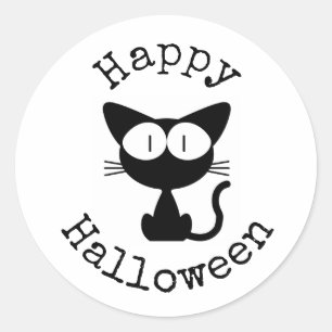 Happy Halloween Stickers - Cute Black Cat