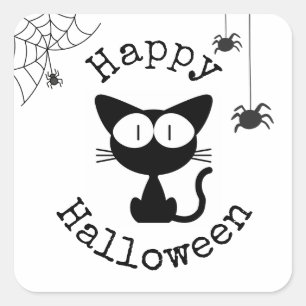 Happy Halloween Stickers - Cute Black Cat
