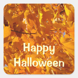 Happy Halloween stickers Parties Orange Leaves
